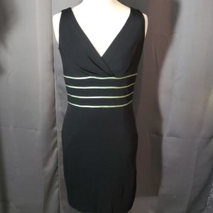 Kay Unger EUC V-Neck Lined Black Mint Green Dress